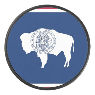 Palet De Hockey Patriotique hockeyeur avec drapeau du Wyoming