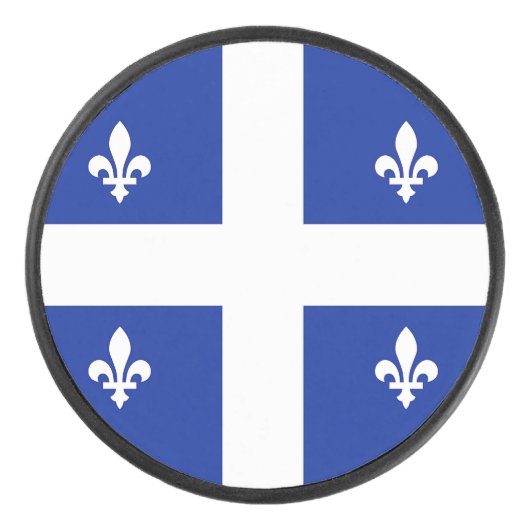 Palet De Hockey Patriotique hockeyeuse avec drapeau du Québec (Devant)