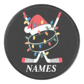 Palet De Hockey Personalized Name Christmas Hockey Xmas Santa Hat (Devant)
