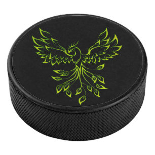 Palet De Hockey Phoenix vert se lève sur le noir