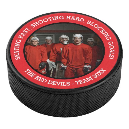 Palet De Hockey Photo de l'équipe des garçons et slogan rouge noir (3/4/2016 12:00:00 AM)