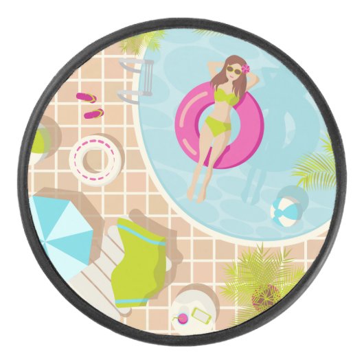 Palet De Hockey Piscine fille en bikini plage d'été (Devant)