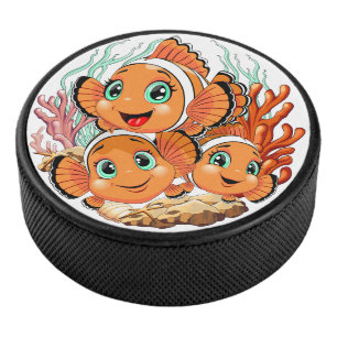 Palet De Hockey Poisson clown Dessin animé mignon Famille Sous l'e