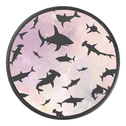 Palet De Hockey Poisson rose sur galaxie dégradée Espace (Devant)