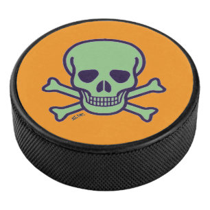 Palet De Hockey Poupée de hockey orange crâne vert