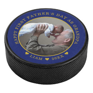 Palet De Hockey Première Fête des pères Bleue Et Or En Grand-P