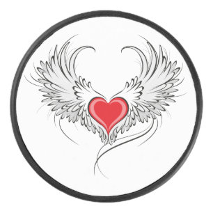 Palet De Hockey Red Angel Coeur avec ailes