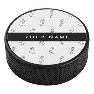 Palet De Hockey Roses Rouges, Motif De Roses, Votre Nom