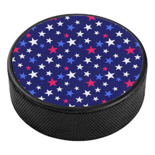 Palet De Hockey Rouge gras, bleu patriotique et étoiles blanches