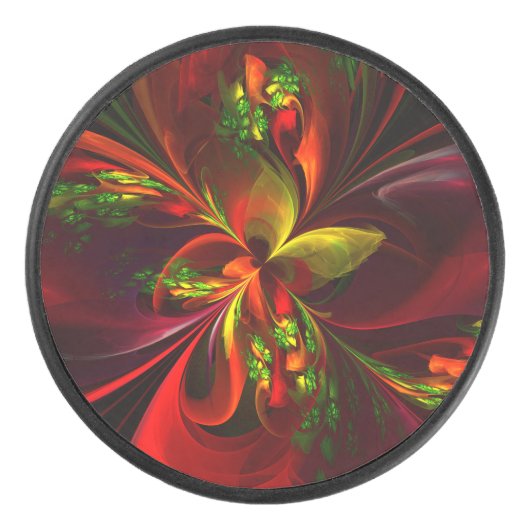 Palet De Hockey Rouge vert moderne Floral Abstrait Art Motif #05 (Devant)