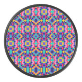 Palet De Hockey Round object with a vibrant geometric pattern (Devant)