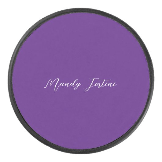 Palet De Hockey Royal Purple Plain Élégante Calligraphie minimalis (Devant)