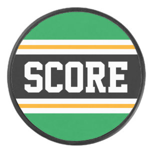 Palet De Hockey SCORE Black Green White Yellow Hockey Stripes
