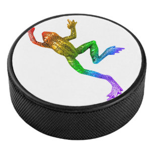 Palet De Hockey Sculpture de grenouille arc-en-ciel de SlipperyJoe