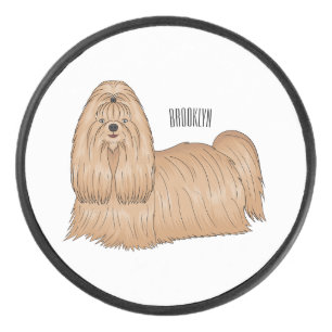 Palet De Hockey Shih tzu long hair dog cartoon illustration