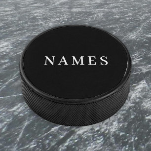 Palet De Hockey Simple Black Custom Ajouter Votre Nom Élégant