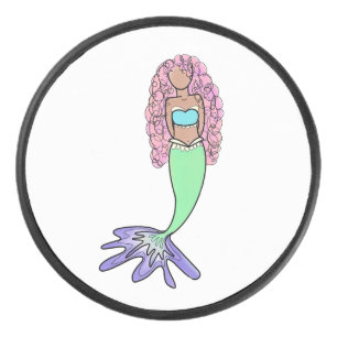 Palet De Hockey sirène arc-en-ciel rose bleu violet vert noir bouc