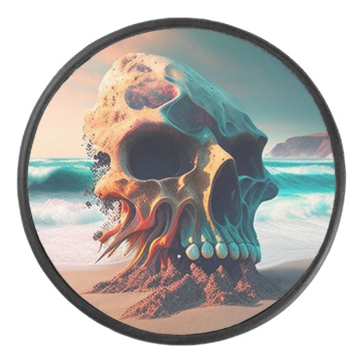 Palet De Hockey Skull on the beach (Devant)