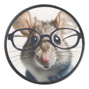 Palet De Hockey Souris de champ Portant des lunettes