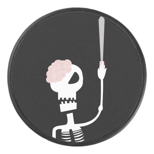 Palet De Hockey Squelette d'Halloween avec épée (Devant)