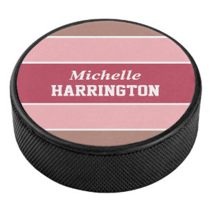Palet De Hockey Stripes Motif nom personnalisé hockeyeur