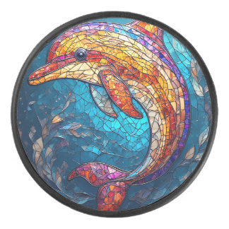 Palet De Hockey Style artistique dauphin en verre de fond complexe