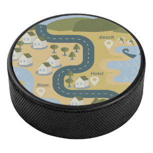 Palet De Hockey Stylish cartoon landscape vacation travel map