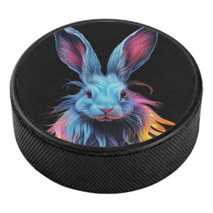 Palet De Hockey Superbe Lapin Bleu en feu