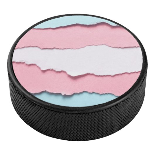 Palet De Hockey trans flag torn design on hockey Puck (3/4/2016 12:00:00 AM)
