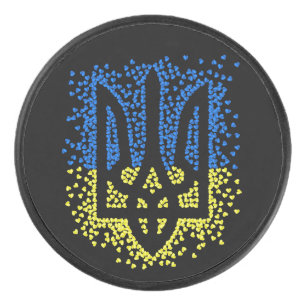 Palet De Hockey Trident de l'emblème ukrainien tryzub dispersant l