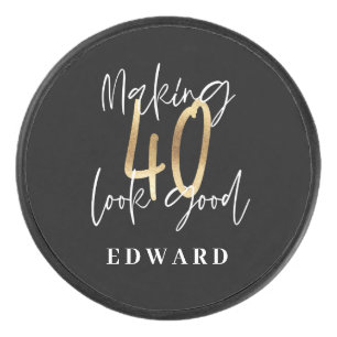 Palet De Hockey Typographie moderne noir et or 40e anniversaire