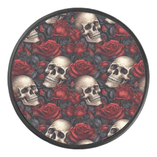 Palet De Hockey Un crâne et une série Rose 10 (Devant)