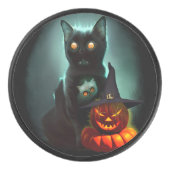 Palet De Hockey Vampire Chat et Assistant Citrouille Halloween Sur (Devant)