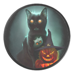Palet De Hockey Vampire Chat et Assistant Citrouille Halloween Sur