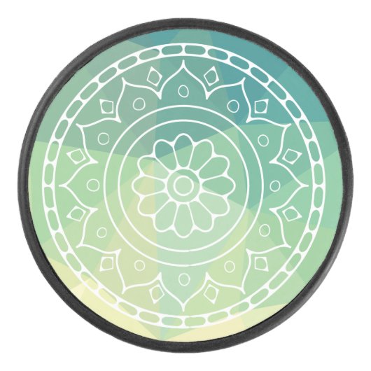 Palet De Hockey Vert jaune Mandala Inspiration Harmony Flower (Devant)