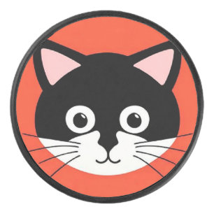 Palet De Hockey Visage de Chat Mignon Illustration Vibrante