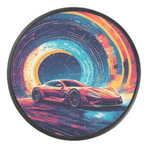 Palet De Hockey Voiture de sport vibrante dans un art abstrait dyn