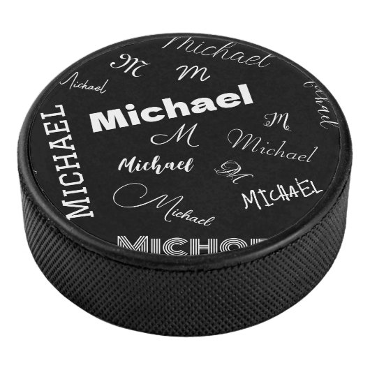 Palet De Hockey Votre nom et monogramme motif personnalisé noir (3/4/2016 12:00:00 AM)
