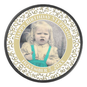 Palet De Hockey Votre photo 90th Random Number Motif Gold/White