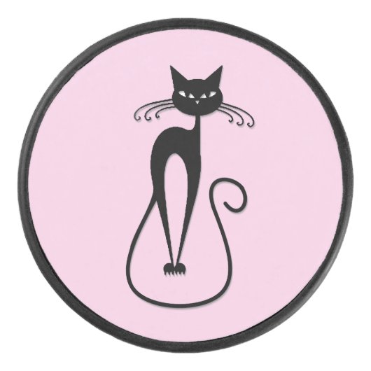 Palet De Hockey Whimsical Skinny Chat noir rose (Devant)