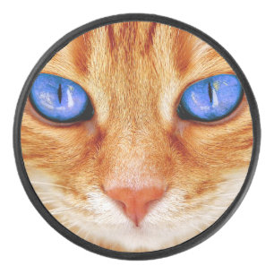 Palet De Hockey Yeux de chat Face maquereau rouge Chat