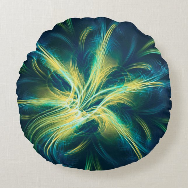 Palette bleue fractée Coussin ronde (Devant)