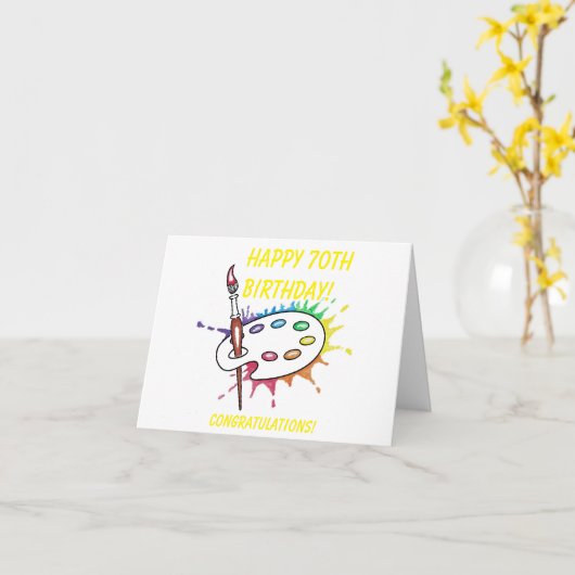 Palette d'artiste 70e carte d'anniversaire (Fleur jaune)