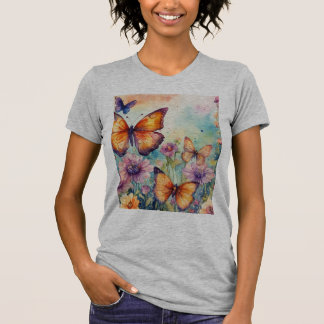 Palette de la nature : T-shirt papillon aquarelle*