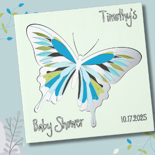 Palette douce papillon Baby Shower feuille d'argen