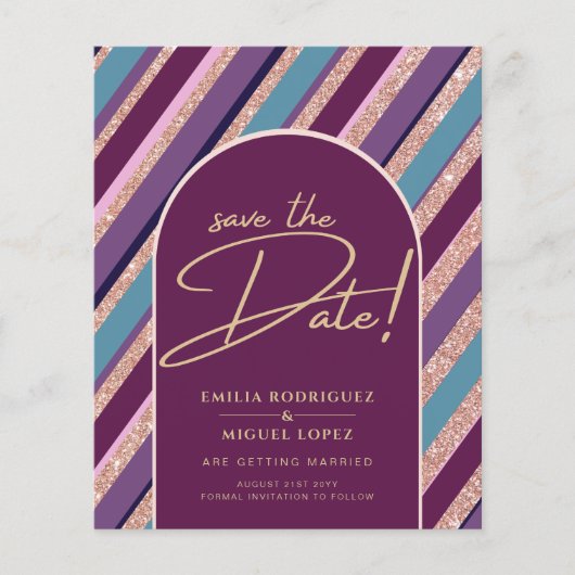 Palette Plum Paarse Turquoise Roos Gold Wedding Flyer (Voorkant)