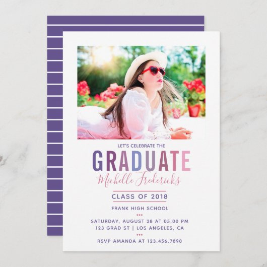 Palette Ultra Violet Graduation Party invitation (Devant / Derrière)