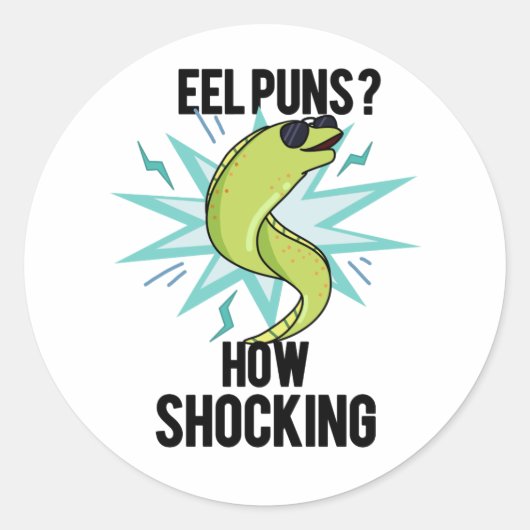 Paling Puns Hoe Schokkend Grappig Dier Pun Ronde Sticker (Voorkant)