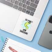 Paling Puns Hoe Schokkend Grappig Dier Pun Sticker (Laptop met iPhone)