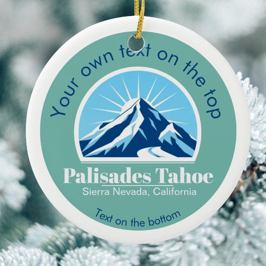 Palisades Tahoe Kerstversiering – Blue Mountain Keramisch Ornament